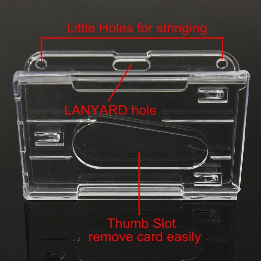 3 шт. жесткий пластиковый двухсторонний держатель для карт прозрачные горизонтальные нагрудные опознавательные Значки для идентификации владельцев карт Крышка легкий доступ большого пальца