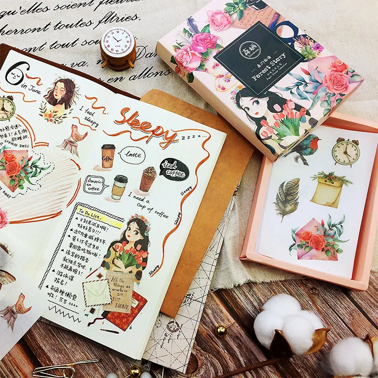 40 pcs/box Pink fairy tale series Cute Sticker Custom Stickers Diary Stationary Flakes Scrapbook DIY Decorative Stickers