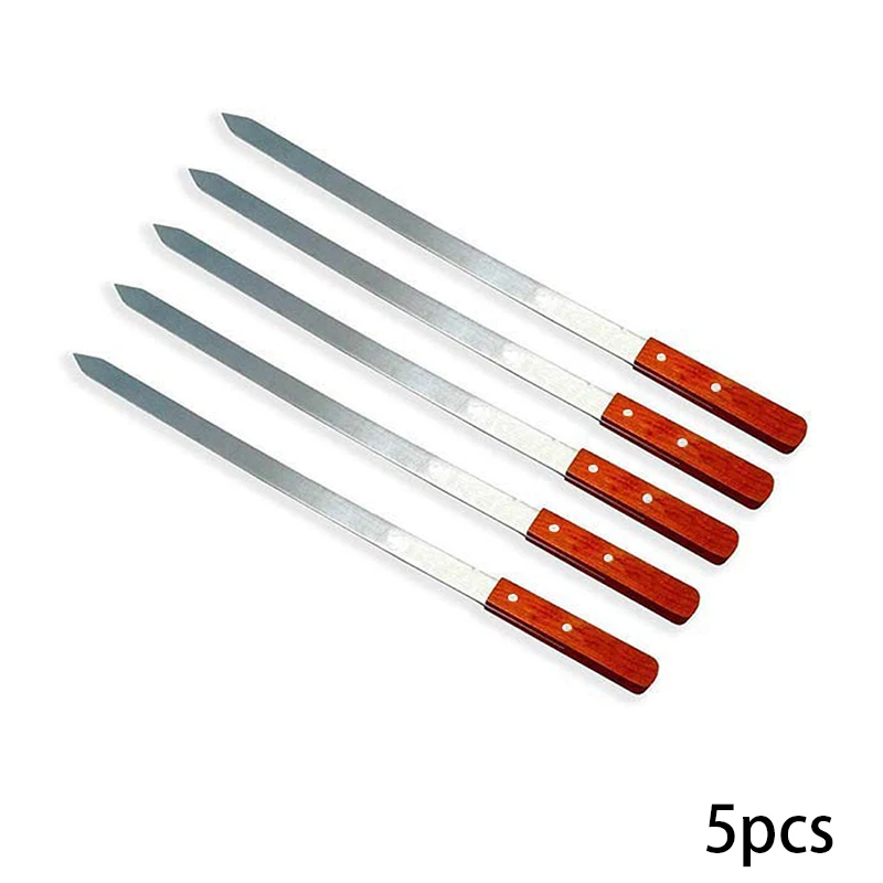 20.5inch 52cm Large Stainless Steel Brazilian BBQ Skewers Long Handle Barbecue Fork Shish Kebab Turkish Grill Skewer 2/5/10pcs