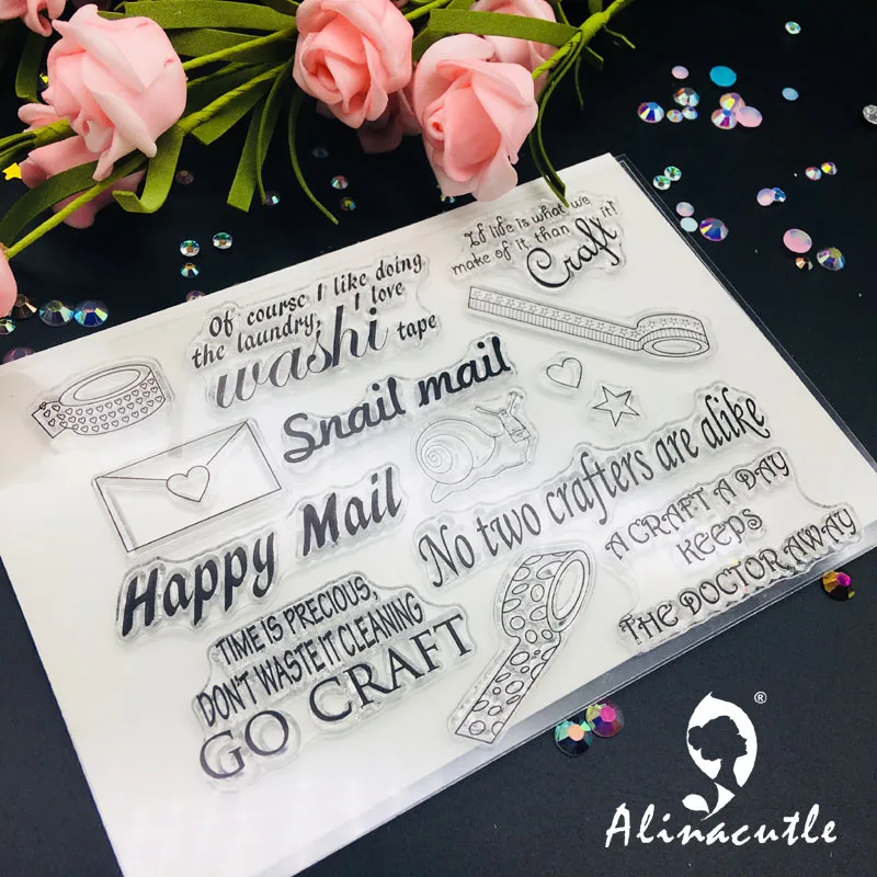 Alinacutle Birthday Sentiment Stamp CLEAR STAMPS Scrapbooking Handmade Card Album Paper Craft Rubber Transparent Silicon Stamp scrap book stamps