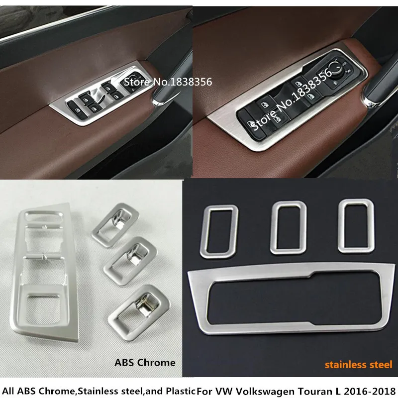 

car door Window glass inner panel Armrest Lift Switch Button trim frame 4pcs For VW Volkswagen Touran L 2016 2017 2018 2019