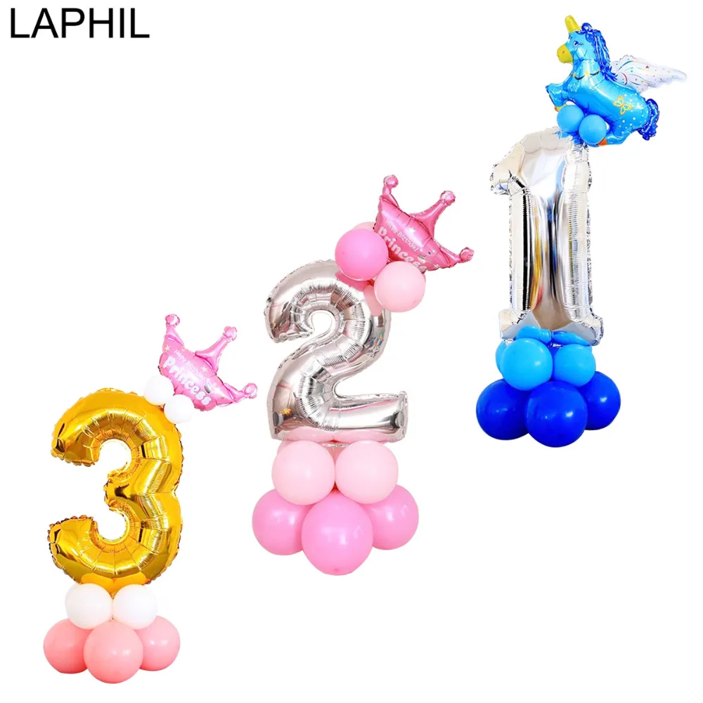 LAPHIL 17 шт фольгированные шары с номером От 1 до 9 лет День Рождения Шар С Днем