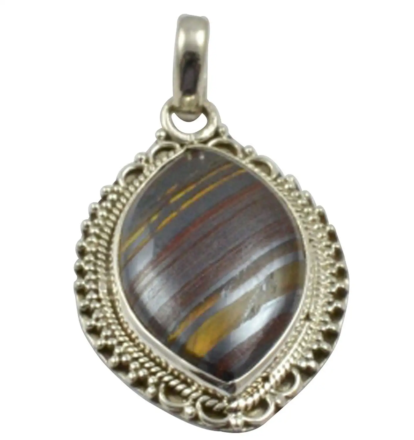 

Lovegem Nature Iron Tiger Eye Pendant 925 Sterling Silver, 43 mm, MHBAP4916