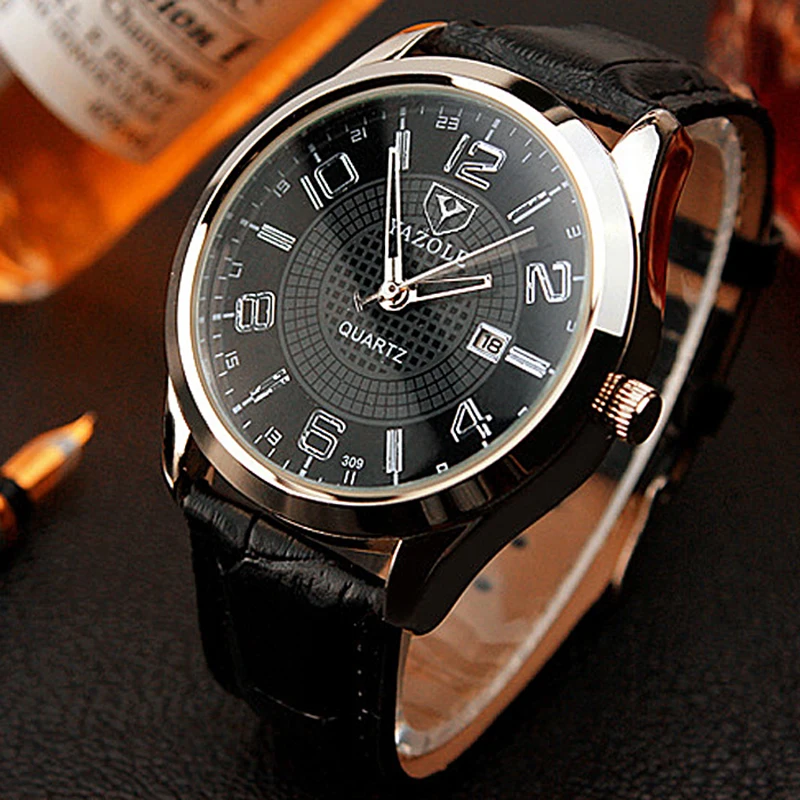 YAZOLE Топ бренд Auot Дата часы мужские часы модные роскошные мужские часы водонепроницаемые спортивные часы Saat Relogio Masculino