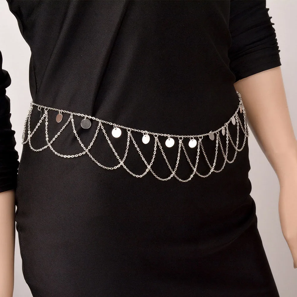 2016 New Trendy Vintage Punk Style Round Sequins Tassel Belly Waist Chains for Women Lady Wave Body Jewelry XR104 body-wave : image 2016 New Trendy Vintage Punk Style Round Sequins Tassel Belly Waist Chains for Women Lady Wave Body Jewelry XR104 body-wave