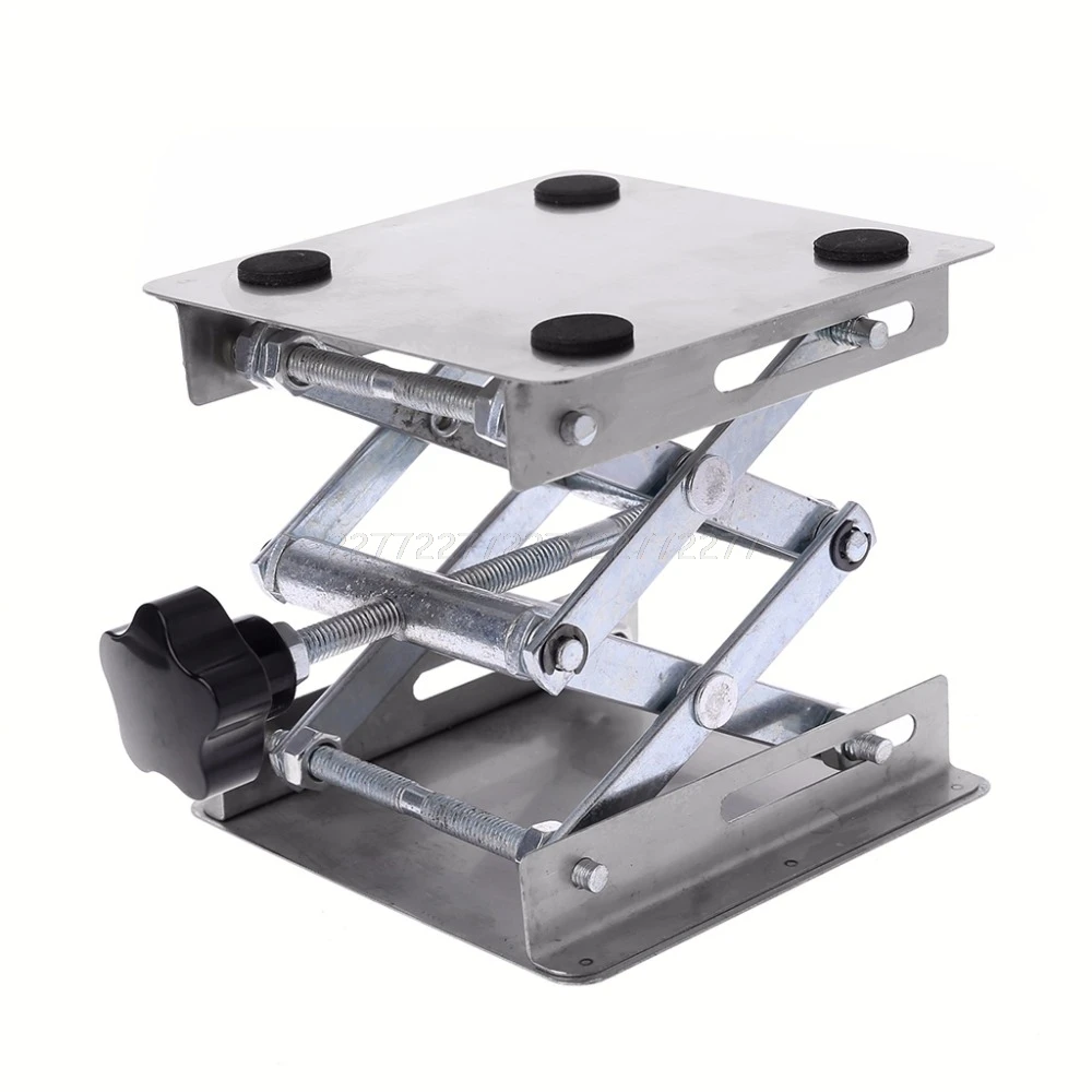  Laboratory Lifting Platform Stand Rack Scissor Jack Bench Lifter Table Lab 100x100mm Stainless Stee
