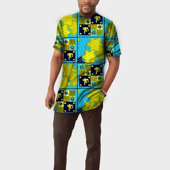 

Summer Dress Man's African Print Men Tees Tops Dashiki Short Sleeve Men T-Shirt Made Printed African Men Clothing Customized