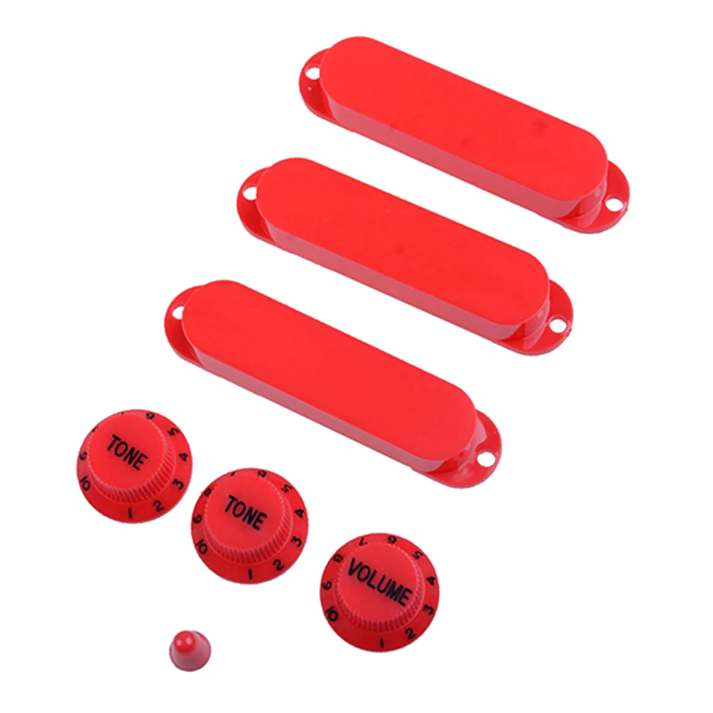 1 Set Plastic Closed Single Coil Pickup Cover with Volume Tone  Crontrol Knob Switch Tip for Electric Guitar Parts