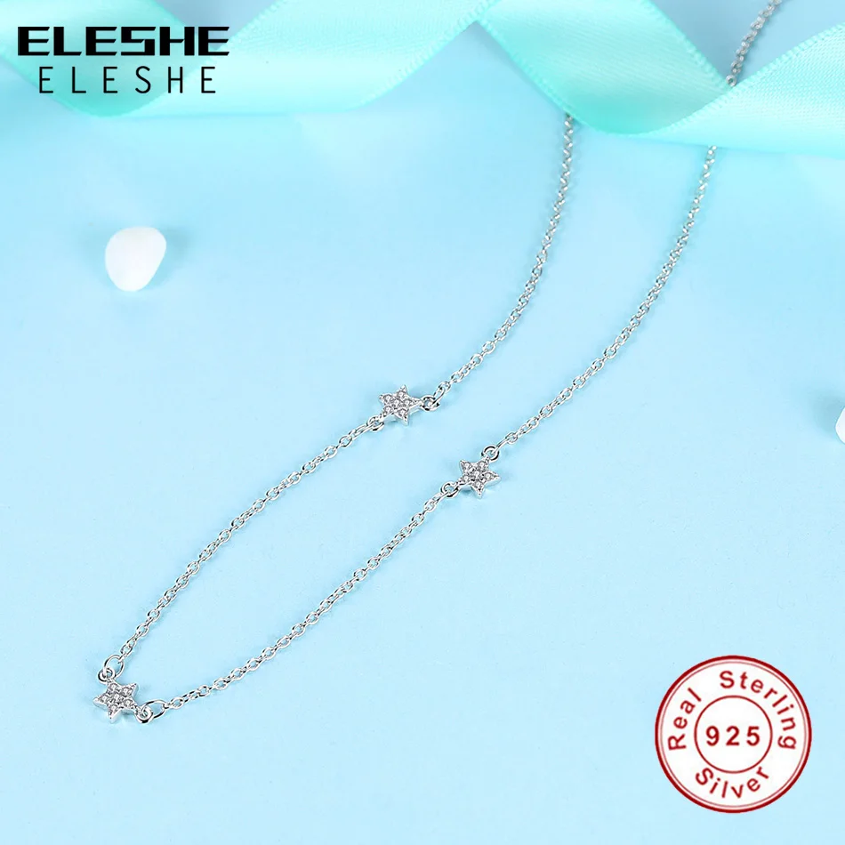 ELESHE, модное ожерелье-чокер со звездами, с кубическим цирконием, 925 пробы, серебряное ожерелье для женщин, свадебное, обручальное, ювелирное изделие