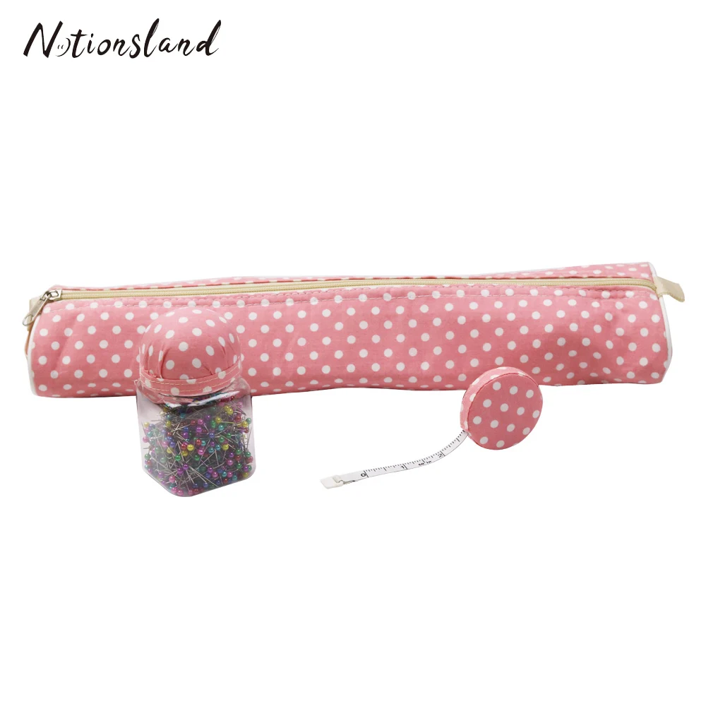 

3pcs Knitting Needle Bag/Retractable Tape Measure /DIY Round Pearl Head Dressmaking Pins Sewing Crafts Tools