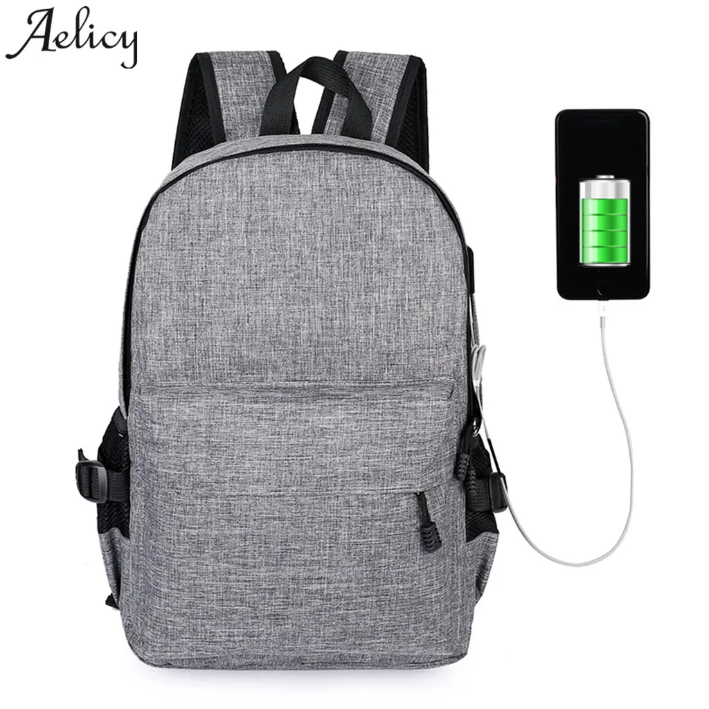 

Aelicy Men Backpack Business Laptop Casual MEN Backpacks With USB Travel Boys bagpacks 2019 unisex mochila feminina drop ship