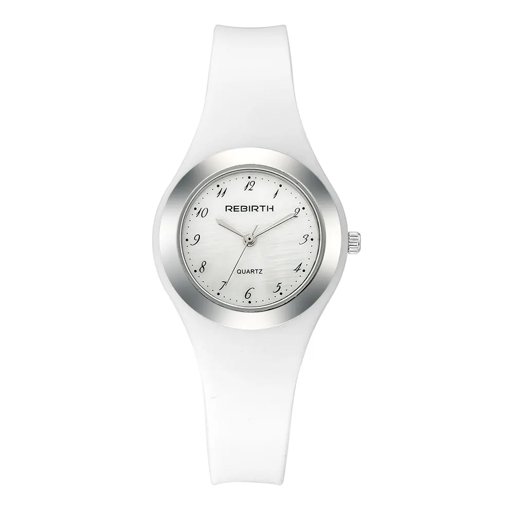 Модные спортивные силиконовые часы для женщин, прекрасные синие Черные розовые кварцевые наручные часы с браслетом, водонепроницаемые Брендовые Часы для женщин - Цвет: Белый