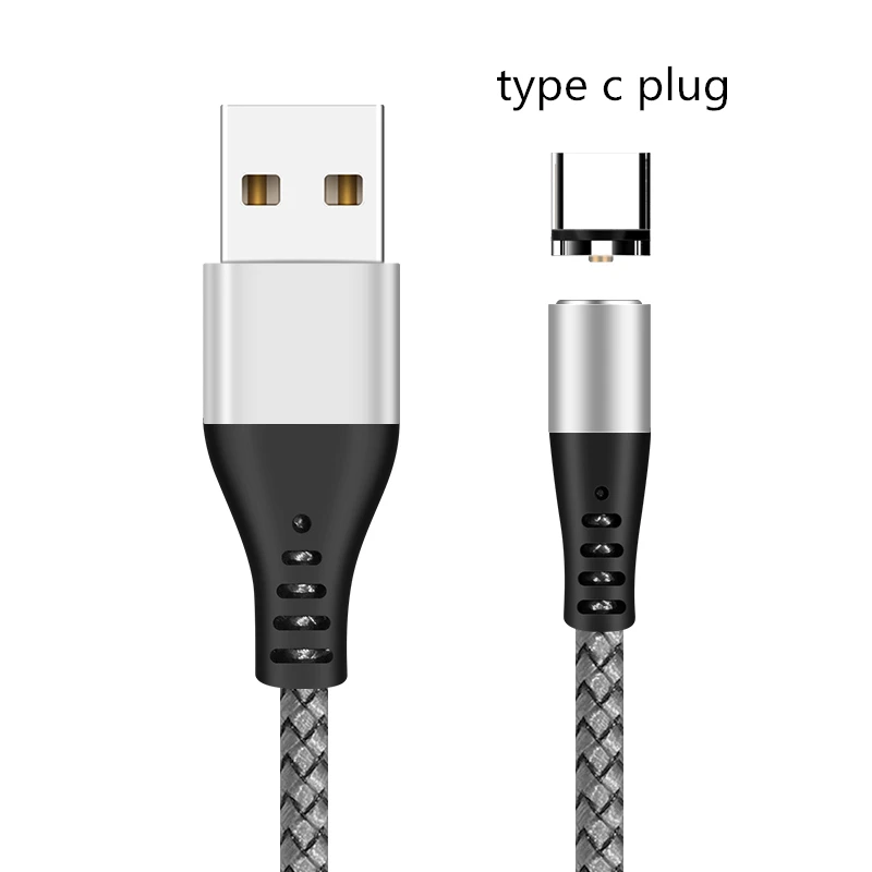 GREENPORT Круглый Магнитный кабель Micro usb type C кабель для iphone xs max samsung S8 S9 зарядки мобильного телефона Android зарядное устройство Шнур - Цвет: Silver Type C Plug