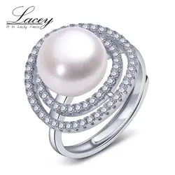 Свадебные в богемном стиле новинка 2017 года 925 silver pearl кольцо Модные природный жемчуг Регулируемый Большие Подвески Кольца для женщин