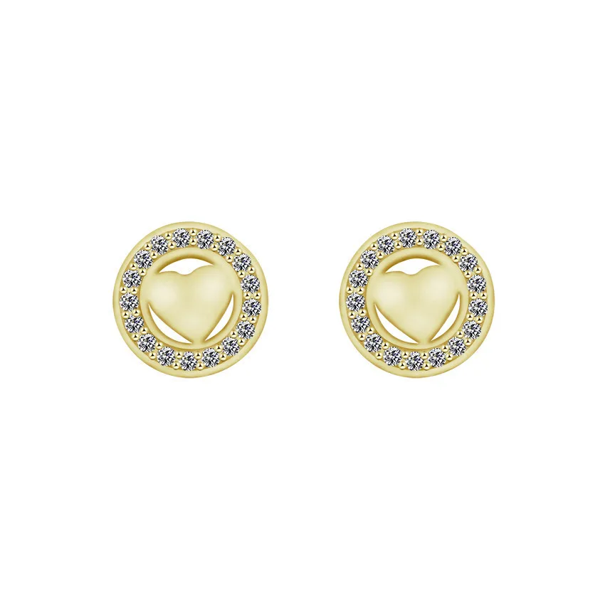 

ACEBFEET CZ Circle Heart Statement Stud Earrings For Women Rhinestone Bijoux Femme Crystal Jewelry Gold Boucles D'oreilles