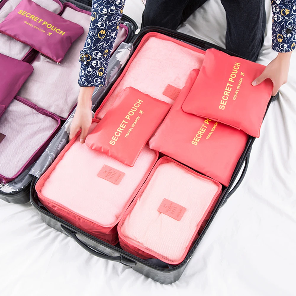 Водонепроницаемый нейлоновый набор из 6 шт. дорожная сумка для хранения шкаф контейнер для багажа органайзер для одежды Нижнее белье обувь 8 цветов