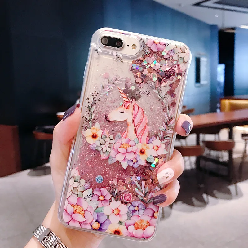 

Unicorn Dynamic Liquid Quicksand Case for Xiaomi Mi A1 A2 Lite 6 5 5C 5S Mi 8 Lite Mi 9 SE Mix 2 S Max 2 3 Pocophone F1 Cover