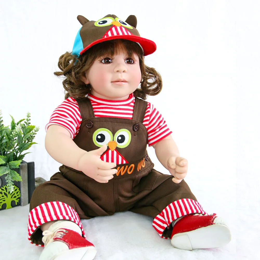 

60cm big eyes Silicone Doll Reborn Baby 24'' paly Toy For Girls or boy Newborn Baby best Gift For Child Bedtime Early Education