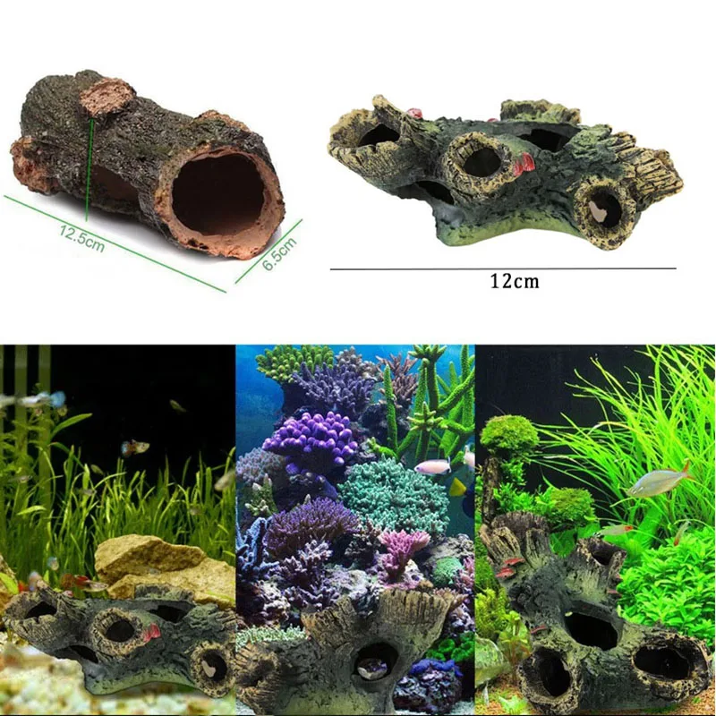 Aquarium Decorations Wood Driftwood Fish T Resin Hollow Trunk Tree