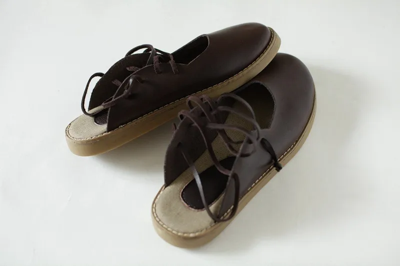 Careaymade- новая обувь ручной работы из натуральной кожи художественная обувь в стиле ретро mori girl Женские повседневные сандалии кофейный и коричневый цвета