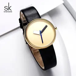 Shengke Творческий кварцевые женские часы простые модные наручные часы Montre Femme 2019 SK для женщин повседневные кожаные часы # K0086