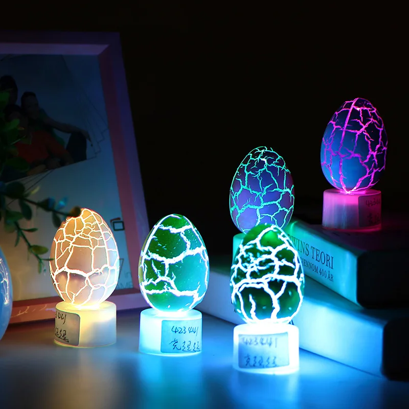 

10pcs Funny Colorful Eggs Crack LED Night Lighting Accessories Random Color Bedroom Creative Festival Party Glowing Toy Random