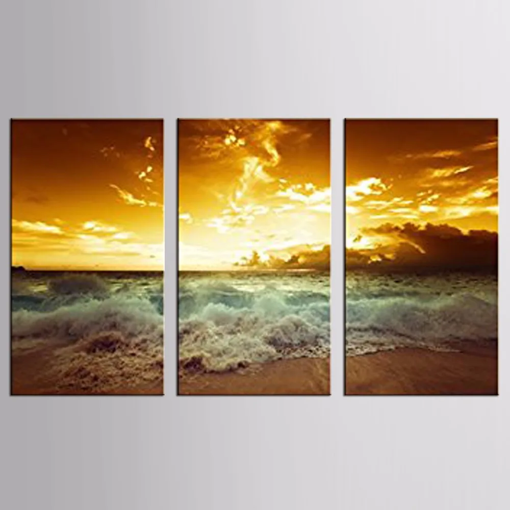 

HOT SALE Canvas Printings Beautiful waves Landscape 3 Piece Modern Style Cheap Pictures Decorative Wall Art Prints Gift