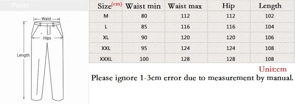 size pants