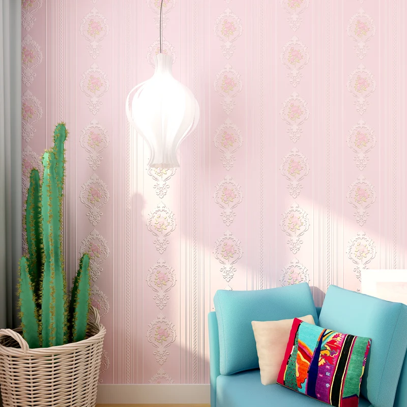 

Vertical Strip European Wall Paper for Walls Blue Purple Pink Floral Wallpapers for Living Room Bedroom Walls wall covering