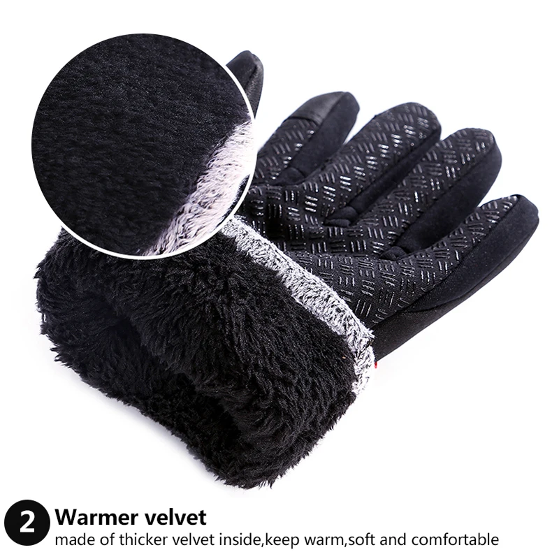 Kyncilor Cold Winter Hiking Bicycle Gloves ciclismo Thicker Anti Slip Fleece Wind stop Touch Screen Warm Cycling Gloves 3