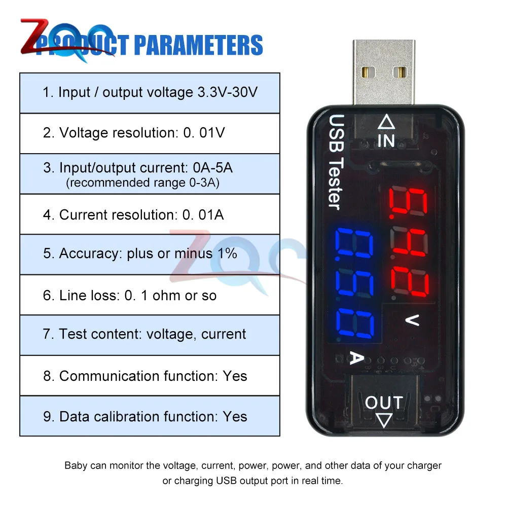 3-bit USB ток Напряжение зарядный детектор мобильный Мощность ток Напряжение Вольтметр Амперметр USB Зарядное устройство Тестер высокой точности