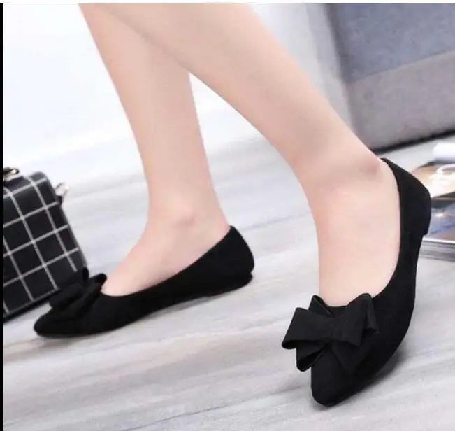 Spring Autumn Women Shoes Pointed Toe Ballet Flats Crystal Woman Flats Slip on Flat Shoes Black Ladies Shoes