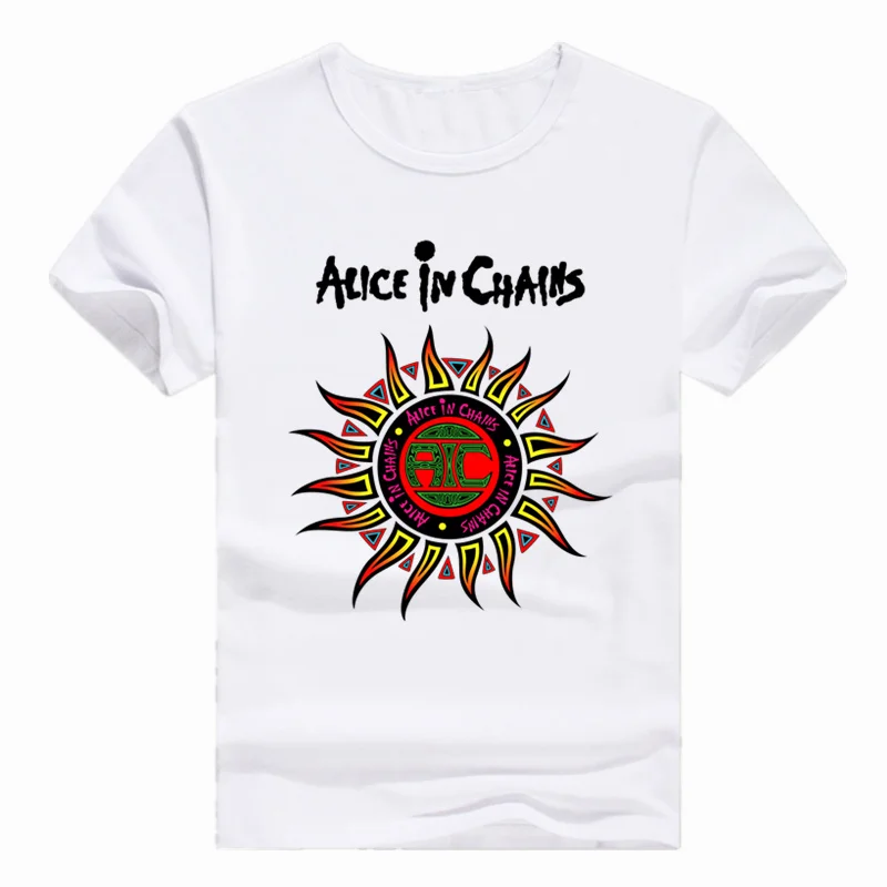 

Asian Size Print Alice In Chains Sun Music Band T-shirt Short sleeve Summer Casual O-Neck Tshirt Men And Women HCP987