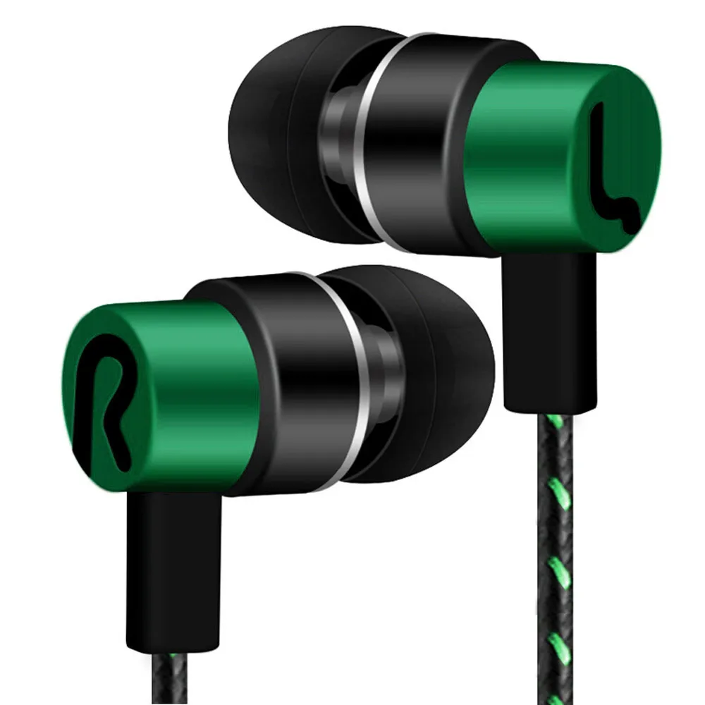 Stereo Bass Earphone In-Ear 3.5MM Wired Earphones Metal HIFI Earpiece with MIC for Xiaomi Samsung Huawei Phones - Цвет: Green