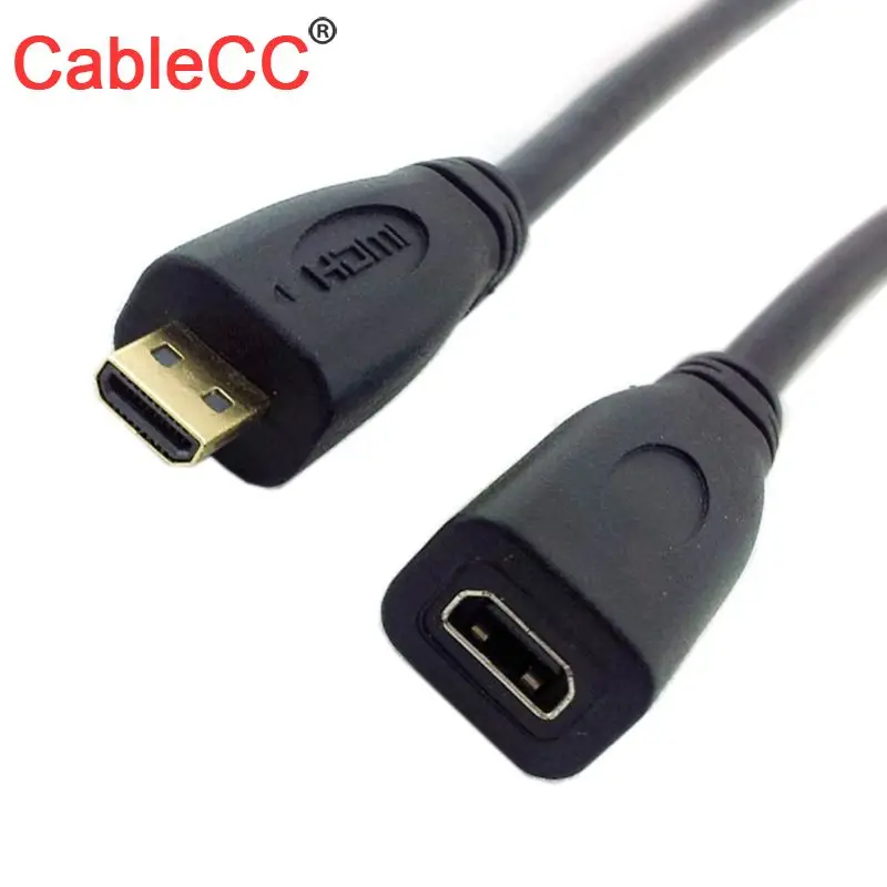 

CableCC Micro HDMI Female to Micro HDMI 1.4 D Type Male M/F Extension Adapter Cord Cable Converter Connector 30cm Black