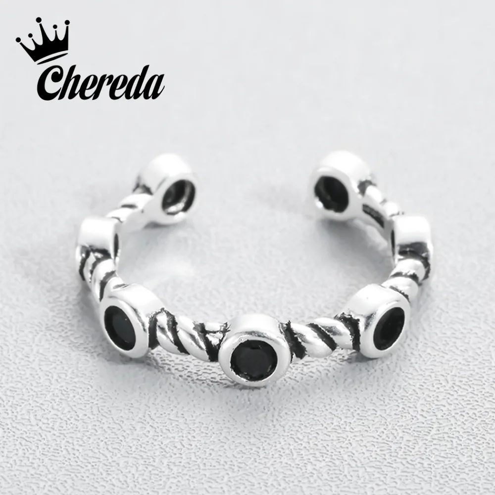 

Chereda Simple Design Black Rhinestone Ring Elegant Vintage Crystal Ring for Party Gift Wedding Bands Rings Jewelry