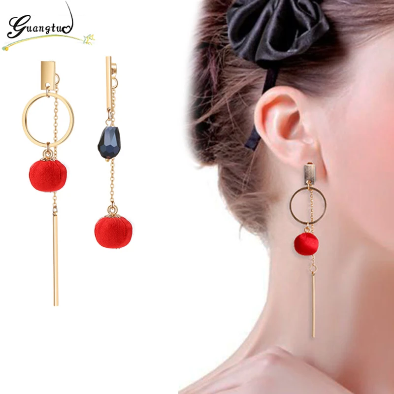 3 Colors New Fashion Asymmetrical Ball Drop Earring For Women Jewelry