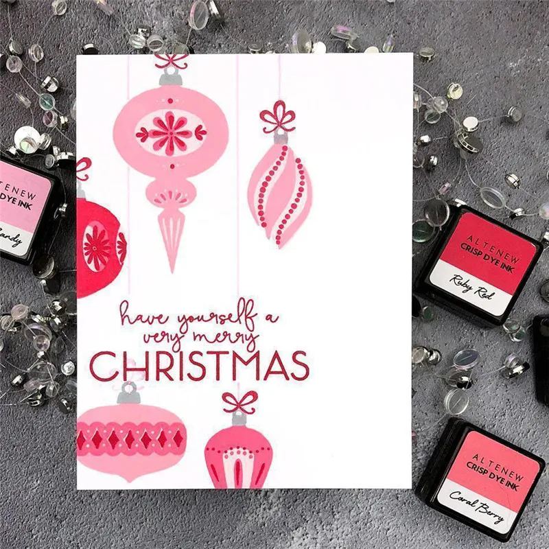 

Julyarts Clear Stamps and Dies Christmas Decoration for Card Making Brilliant Baubles Metal Die for DIY Scrapbooking Craft