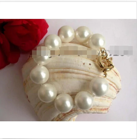 

HUGE!Natural 18mm Round white Shell Pearl Bracelet!@^Noble style Natural Fine jewe SHIPPING new >>-hot