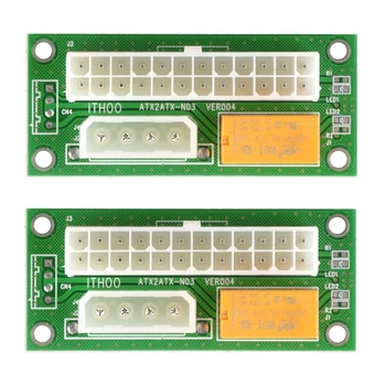 

2Pcs ATX 24Pin to SATA Molex 4Pin Dual PSU Power Card Supply Sync Starter Extender Cable Card for Bitcoin BTC Miner Machine