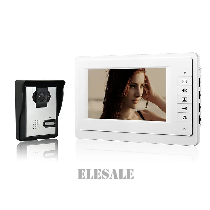 

New Wired Door Intercom Video Phone Doorbell 7" Color LCD White Monitor 700TVL Camera Night Vision For Home Security