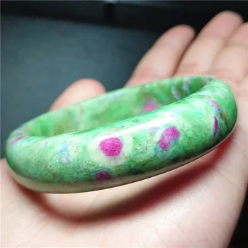 

Fashion Jewelry Woman Bangle Genuine Natural Ruby Zoisite Red Green Inner Diamater 54mm Gemstone Healing Stone Best Gift Bangle