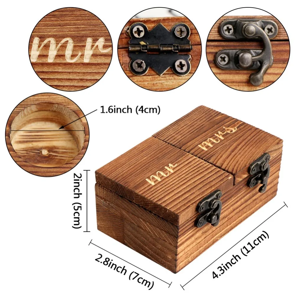 OurWarm деревянная коробочка для колец в деревенском стиле, свадебное кольцо, держатель, коробка из натурального дерева, винтажный декор, подарок на день Святого Валентина