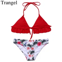 Trangel sexy bikini set brand swimwear women padded bikini red flower print swimsuit brazilian bikini set halter top biquini Trangel sexy bikini set brand swimwear women padded bikini red flower print swimsuit brazilian bikini set halter top biquini