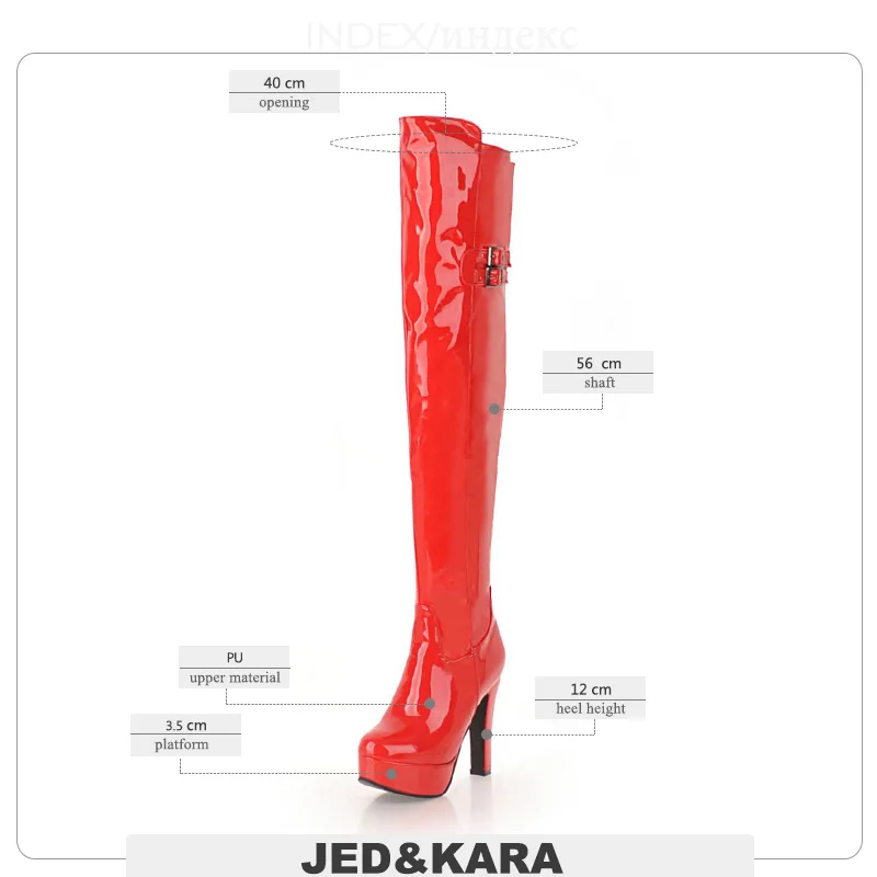 Женские сапоги выше колена JK зимние из искусственной кожи на платформе молнии
