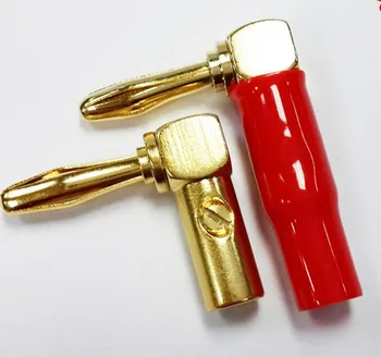 

Gold plated L Shape Banana Plug 90 Degree Adapter Right Angle audio connector free shipping 20pcs