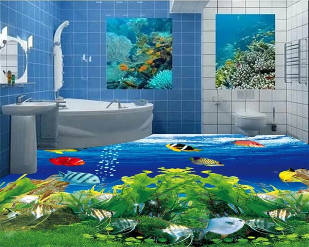 Clear Water Fish Lotus 00037 Floor Decals 3D Wallpaper Wall Mural Stic   IDecoRoom