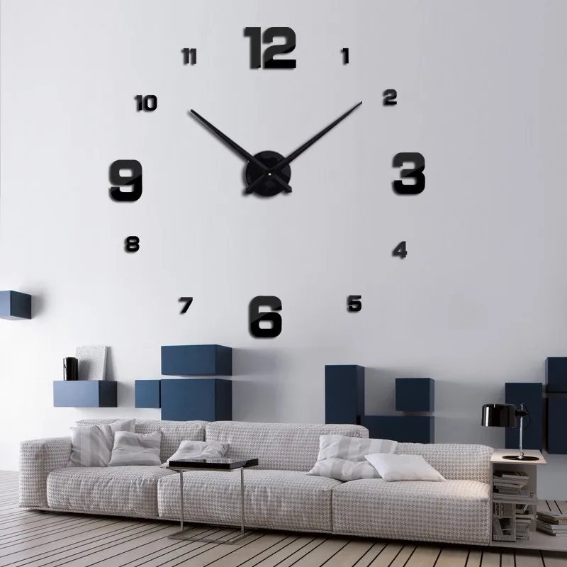 Новые настенные часы Horloge Murale Diy 3d акриловая Зеркальная Наклейка Большая домашняя кварцевая круглая игла Современная