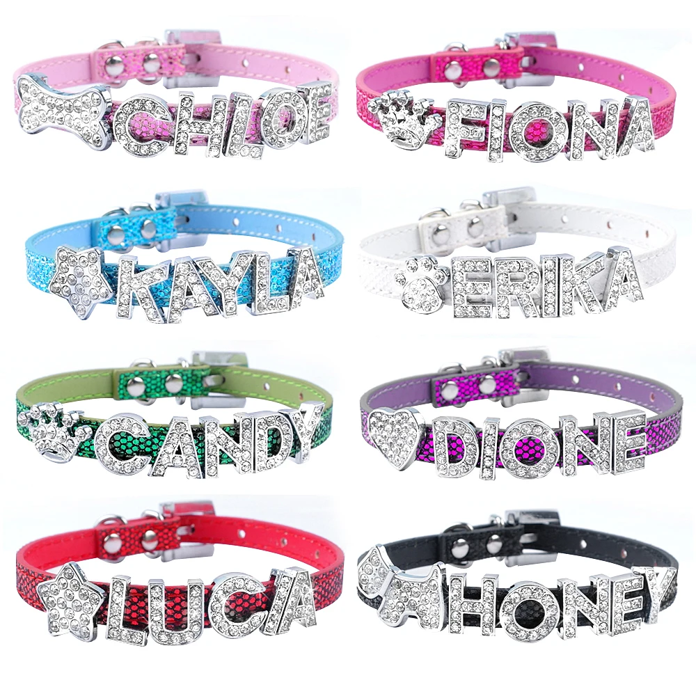 

Personalized Dog Cat Collars Customized Cat Puppy Collar Kitten Neckalace Pu Leather Free Name and Charm For Chihuahua Yorkies