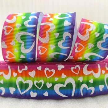 

7/8"(22mm) love glitter or gold ribbon heart valentine's day printed polyester ribbon 50 yards, wedding gift wrap,50Yc1050